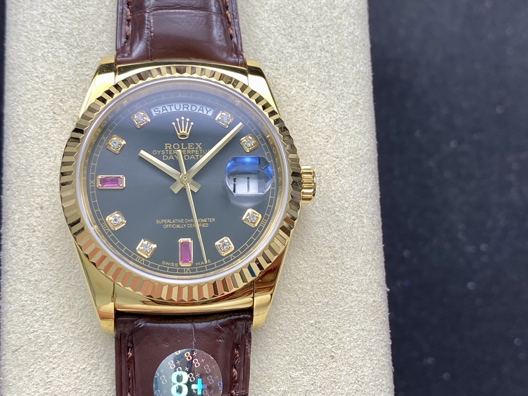 Rolex Day Date 118138 0020 Yellow Gold Diamond Ruby 36 mm